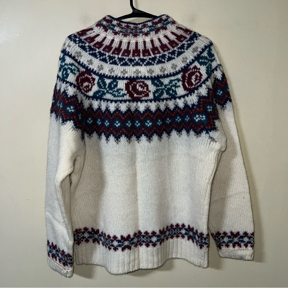 The Woolrich Woman Vintage Wool Rose Floral Patterned Cardigan Sweater XL - Picture 3 of 3